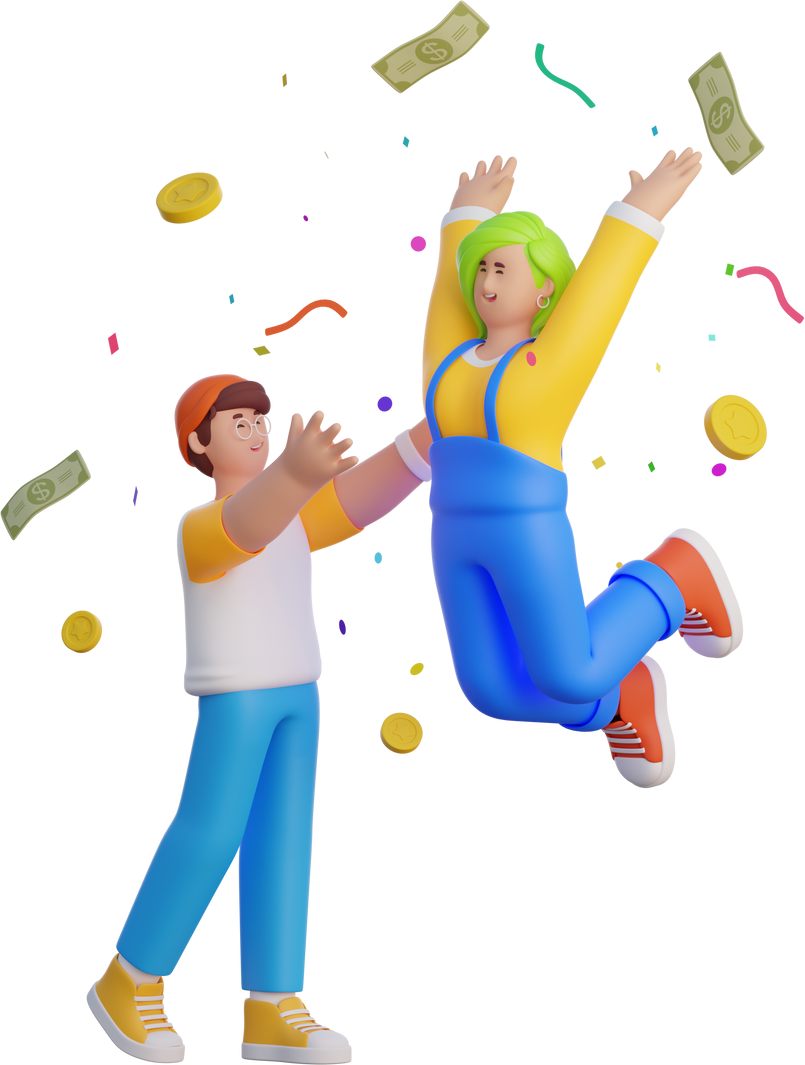 People Celebrating Together 3D character